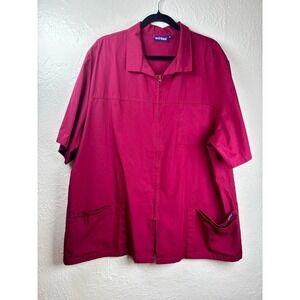 Sivvan Scrub Jacket Women 2X‎ Burgundy Zip Front Short Sleeve Healthcare Nurse